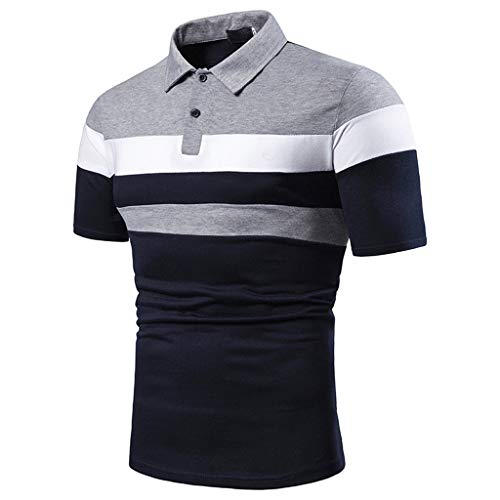 Poloshirt Herren Kurzarm Poloshirts Oversize Tshirt T-Shirts Sommer Lange Tshirts T-Shirt Männer Atmungsaktiv Polohemd Patchwork Button Down Regular Fit Kurzarmhemden Sports von Briskorry