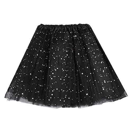 Tüllrock Damen Kurz Pailletten Tutu Rock Karneval Petticoat 50Er Vintage Feenkleid Multi-Schichten Tanzkleid Party Rockabilly Minirock Dehnbaren Ballkleid Ballett Tanzkleidung von Briskorry