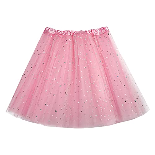 Tüllrock Damen Kurz Pailletten Tutu Rock Karneval Petticoat 50Er Vintage Feenkleid Multi-Schichten Tanzkleid Party Rockabilly Minirock Dehnbaren Ballkleid Ballett Tanzkleidung von Briskorry