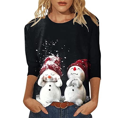 Weihnachtsshirt Damen Langarm Lustig,Rundhals Sweatshirt T-Shirt Weihnachtsmotiv Oberteile Bedruckte Hemd Bluse Tunika Tops Lang Pullover Langarmshirts Bluse Tshirts Weihnachtsbluse von Briskorry