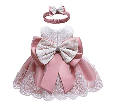 Baby Mädchen Prinzessin Kleid 2tlg Set Spitze Bowknot Flower Party Brautkleider Tutu Taufe formelles Kleid (Type_6, 0-3Monate) von BriskyM