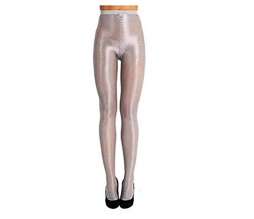 BriskyM Frauen Sexy Glitter Shimmer Strumpfhosen Strumpfhosen Nahtlose Shiny Shiny Oil Stocking Tanz Oberschenkel Strumpfhosen Strumpfhosen Strumpfhosen (Grau) von BriskyM