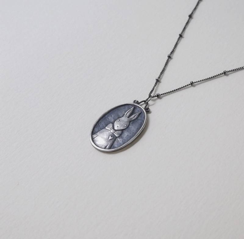 sterling Silber Kaninchen Herz Halskette von Bristorium