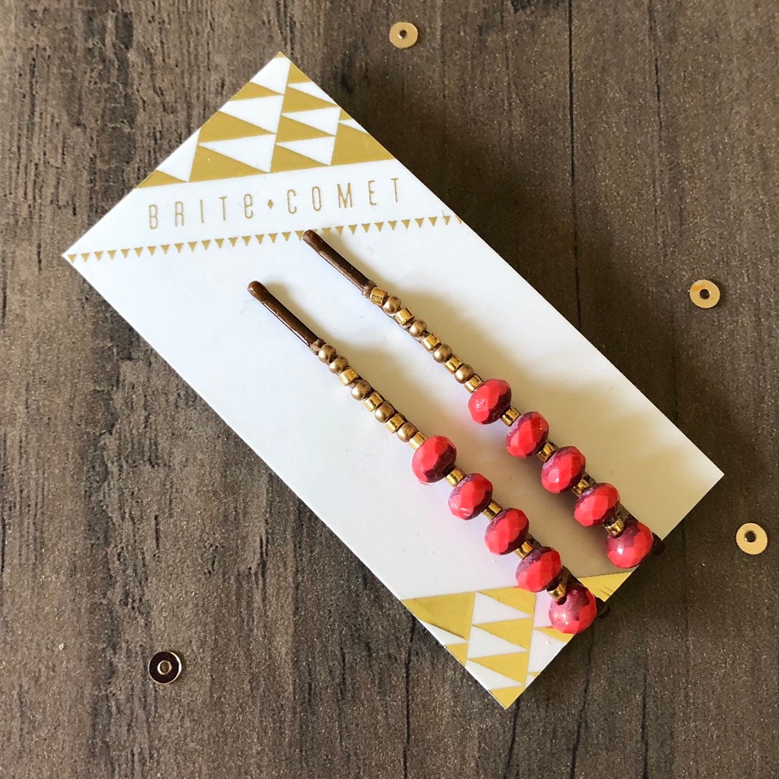 Haarnadel | Coral Pink Facettierte Perlen Bobby Pins Haarnadel | Coral Pink Facettierte Perlen Bobby Pins von BriteComet