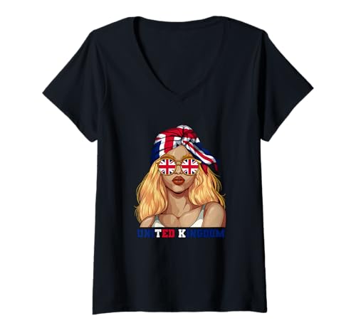 Damen Vereinigtes Königreich Briten Frau T-Shirt mit V-Ausschnitt Damen Vereinigtes Königreich Briten Frau T-Shirt mit V-Ausschnitt von Briten Vereinigtes Königreich Geschenk