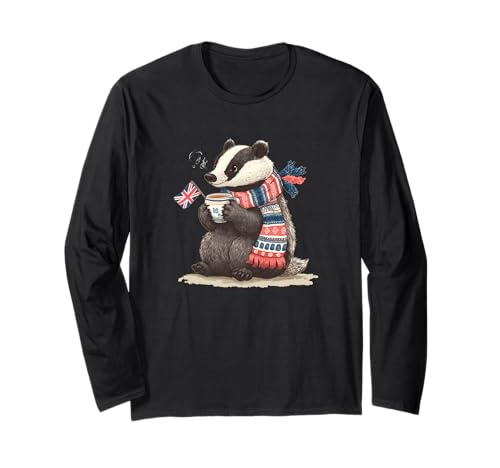 Cooles Britisches Dachs-Kostüm für Erwachsene und Kinder Langarmshirt von British Badger Outfit