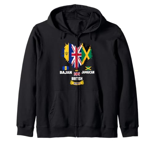 Bajan British & Jamaican Flag Outfit Idee für Kinder Heritage Kapuzenjacke von British Bajan Jamaican Roots Themed Idea For Women