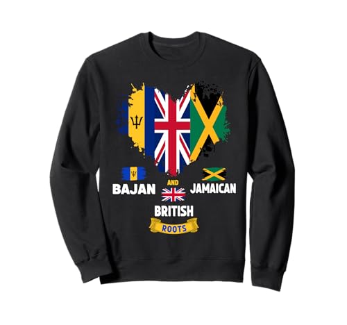 Bajan British & Jamaican Flag Outfit Idee für Kinder Heritage Sweatshirt von British Bajan Jamaican Roots Themed Idea For Women