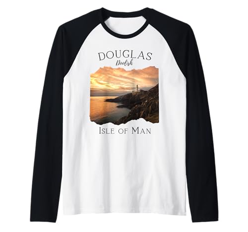 Douglas Isle of Man Souvenir Tourismus Reisen Familien Männer Junge Raglan von British Crown Dependency Island Irish Sea Vacation