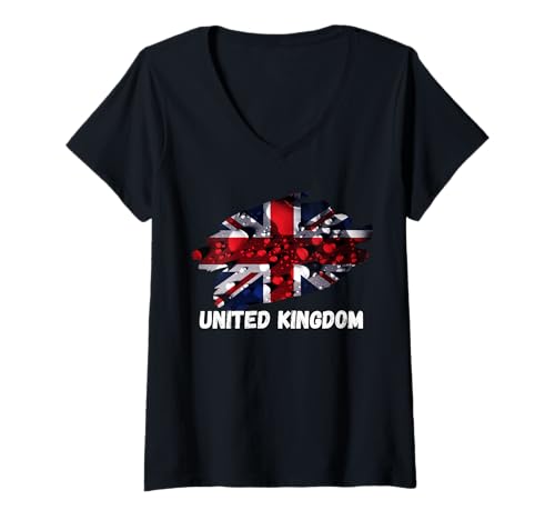 Damen Union Jack Regentropfen England Vereinigtes Königreich Britische Kultur T-Shirt mit V-Ausschnitt Damen Union Jack Regentropfen England Vereinigtes Königreich Britische Kultur T-Shirt mit V-Ausschnitt von British Culture Cheffsspecials