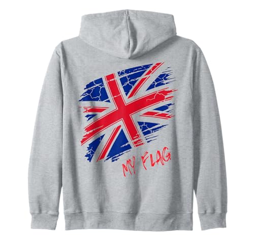 Britische Union Jack-Flagge, Großbritannien, London, Mädchen, Damen, Jungen, Herren Kapuzenjacke von British Families Proud to be English Welsh UK Flag
