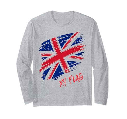 Britische Union Jack-Flagge, Großbritannien, London, Mädchen, Damen, Jungen, Herren Langarmshirt von British Families Proud to be English Welsh UK Flag