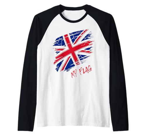 Britische Union Jack-Flagge, Großbritannien, London, Mädchen, Damen, Jungen, Herren Raglan von British Families Proud to be English Welsh UK Flag