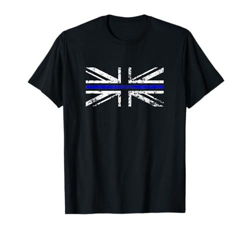 Polizei, dünne blaue Linie, britische Flagge, Unterstützung für Männer und Frauen T-Shirt von British Flag Policeman Support Co.