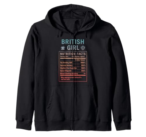 Lustiges Britisches Mädchen, stolze Frauen mit britischen Wurzeln Kapuzenjacke von British Humor Gifts for UK Women Girls
