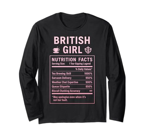 Lustiges Britisches Mädchen, stolze Frauen mit britischen Wurzeln Langarmshirt von British Humor Gifts for UK Women Girls
