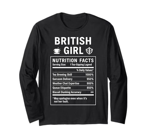 Lustiges Britisches Mädchen, stolze Frauen mit britischen Wurzeln Langarmshirt von British Humor Gifts for UK Women Girls