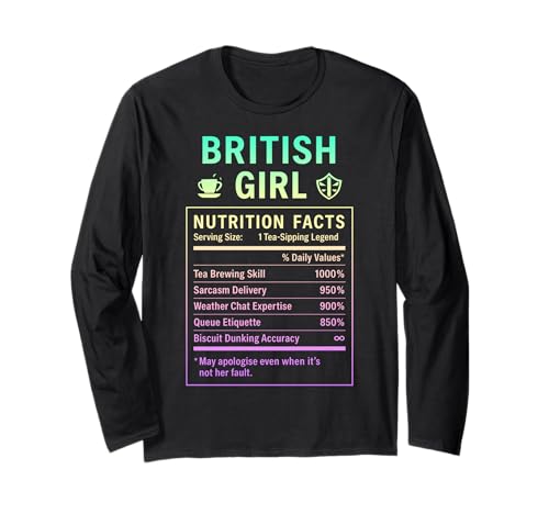 Lustiges Britisches Mädchen, stolze Frauen mit britischen Wurzeln Langarmshirt von British Humor Gifts for UK Women Girls