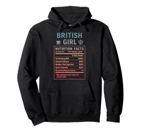 Lustiges Britisches Mädchen, stolze Frauen mit britischen Wurzeln Pullover Hoodie von British Humor Gifts for UK Women Girls