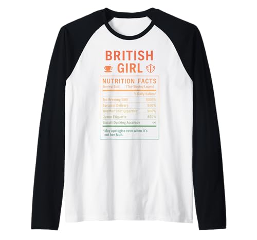 Lustiges Britisches Mädchen, stolze Frauen mit britischen Wurzeln Raglan Lustiges Britisches Mädchen, stolze Frauen mit britischen Wurzeln Raglan von British Humor Gifts for UK Women Girls