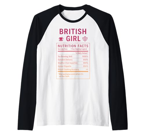Lustiges Britisches Mädchen, stolze Frauen mit britischen Wurzeln Raglan von British Humor Gifts for UK Women Girls