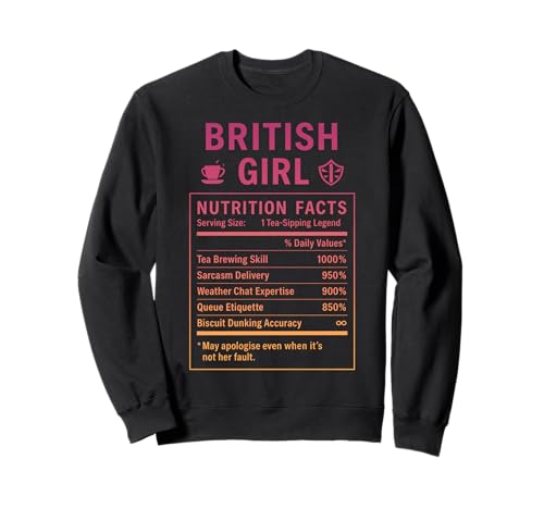 Lustiges Britisches Mädchen, stolze Frauen mit britischen Wurzeln Sweatshirt Lustiges Britisches Mädchen, stolze Frauen mit britischen Wurzeln Sweatshirt von British Humor Gifts for UK Women Girls