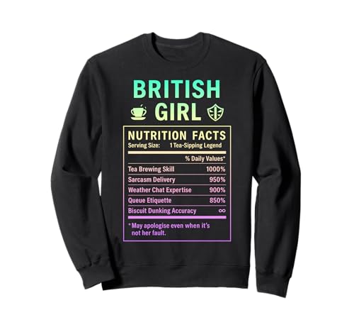 Lustiges Britisches Mädchen, stolze Frauen mit britischen Wurzeln Sweatshirt Lustiges Britisches Mädchen, stolze Frauen mit britischen Wurzeln Sweatshirt von British Humor Gifts for UK Women Girls
