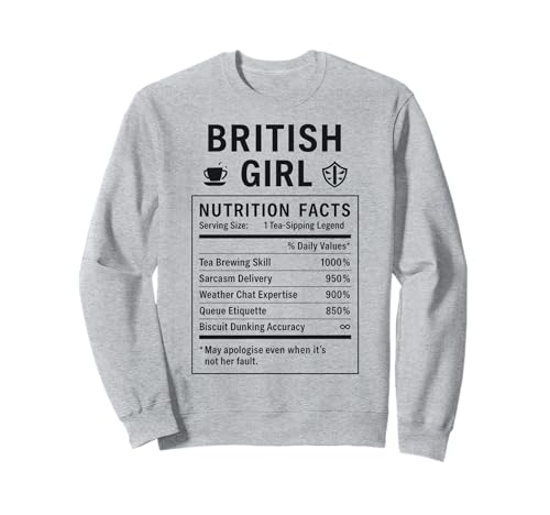 Lustiges Britisches Mädchen, stolze Frauen mit britischen Wurzeln Sweatshirt von British Humor Gifts for UK Women Girls