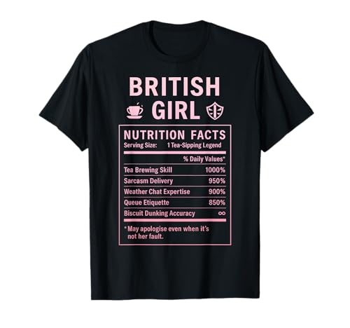 Lustiges Britisches Mädchen, stolze Frauen mit britischen Wurzeln T-Shirt Lustiges Britisches Mädchen, stolze Frauen mit britischen Wurzeln T-Shirt von British Humor Gifts for UK Women Girls