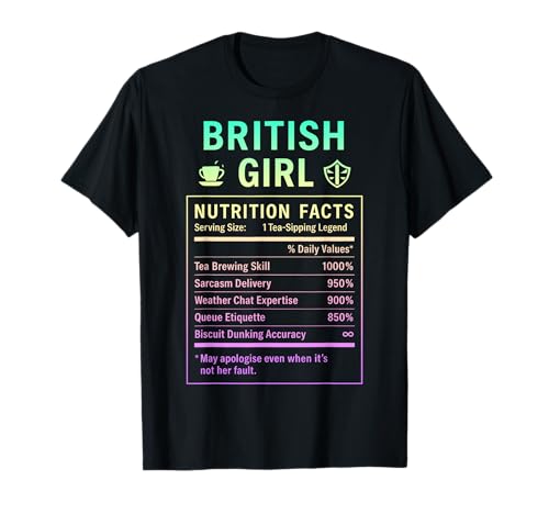 Lustiges Britisches Mädchen, stolze Frauen mit britischen Wurzeln T-Shirt Lustiges Britisches Mädchen, stolze Frauen mit britischen Wurzeln T-Shirt von British Humor Gifts for UK Women Girls