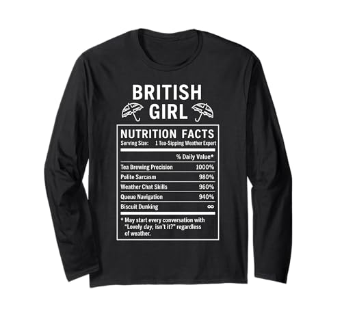 Lustiges Britisches Mädchen, stolze Frauen mit britischen Wurzeln Langarmshirt von British Humor Gifts for Women of the UK