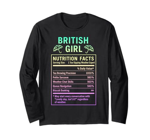 Lustiges Britisches Mädchen, stolze Frauen mit britischen Wurzeln Langarmshirt von British Humor Gifts for Women of the UK