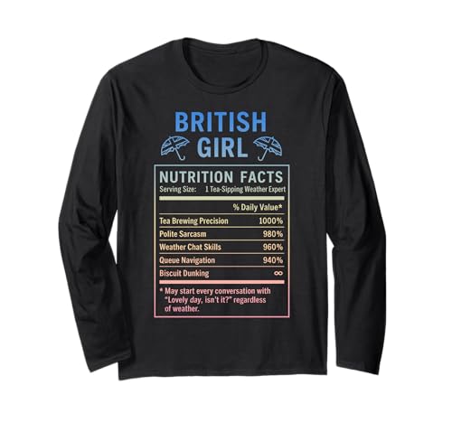 Lustiges Britisches Mädchen, stolze Frauen mit britischen Wurzeln Langarmshirt von British Humor Gifts for Women of the UK