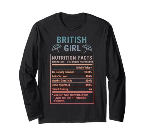Lustiges Britisches Mädchen, stolze Frauen mit britischen Wurzeln Langarmshirt von British Humor Gifts for Women of the UK