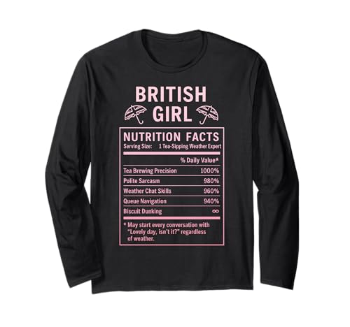 Lustiges Britisches Mädchen, stolze Frauen mit britischen Wurzeln Langarmshirt von British Humor Gifts for Women of the UK