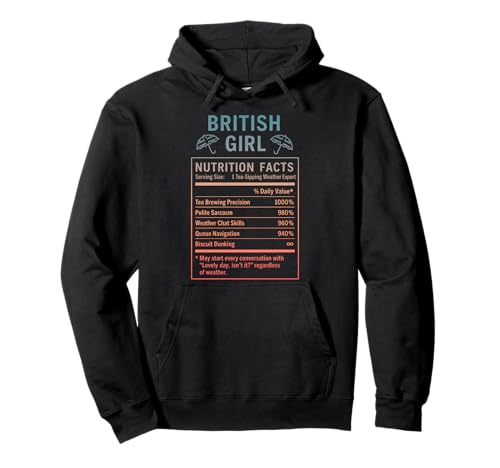 Lustiges Britisches Mädchen, stolze Frauen mit britischen Wurzeln Pullover Hoodie von British Humor Gifts for Women of the UK