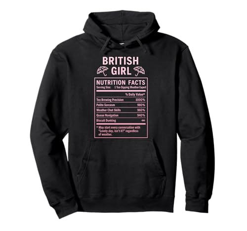 Lustiges Britisches Mädchen, stolze Frauen mit britischen Wurzeln Pullover Hoodie von British Humor Gifts for Women of the UK