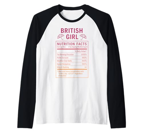 Lustiges Britisches Mädchen, stolze Frauen mit britischen Wurzeln Raglan von British Humor Gifts for Women of the UK