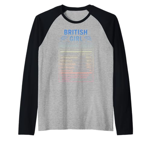 Lustiges Britisches Mädchen, stolze Frauen mit britischen Wurzeln Raglan von British Humor Gifts for Women of the UK