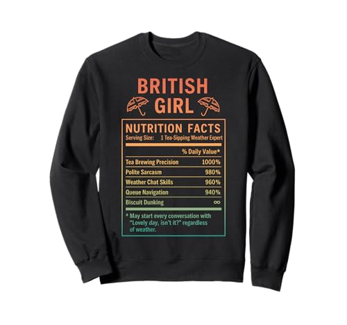 Lustiges Britisches Mädchen, stolze Frauen mit britischen Wurzeln Sweatshirt von British Humor Gifts for Women of the UK