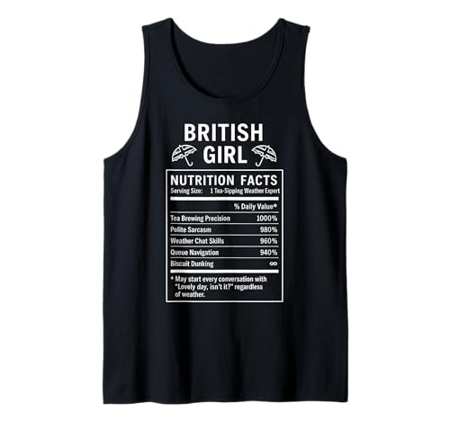 Lustiges Britisches Mädchen, stolze Frauen mit britischen Wurzeln Tank Top von British Humor Gifts for Women of the UK