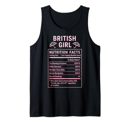 Lustiges Britisches Mädchen, stolze Frauen mit britischen Wurzeln Tank Top von British Humor Gifts for Women of the UK
