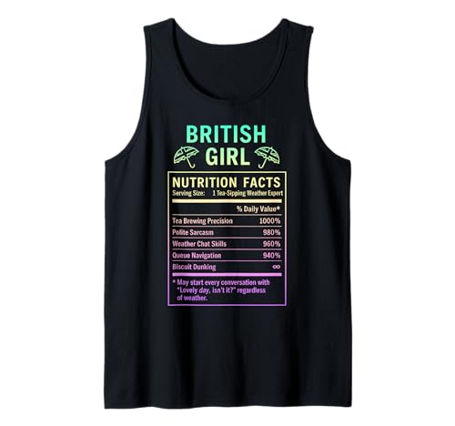 Lustiges Britisches Mädchen, stolze Frauen mit britischen Wurzeln Tank Top von British Humor Gifts for Women of the UK