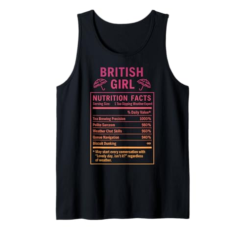 Lustiges Britisches Mädchen, stolze Frauen mit britischen Wurzeln Tank Top von British Humor Gifts for Women of the UK