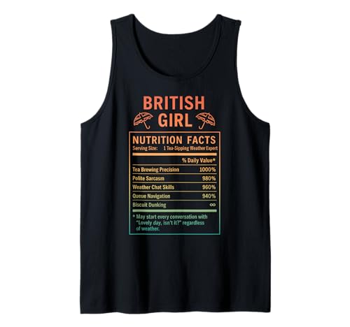 Lustiges Britisches Mädchen, stolze Frauen mit britischen Wurzeln Tank Top von British Humor Gifts for Women of the UK