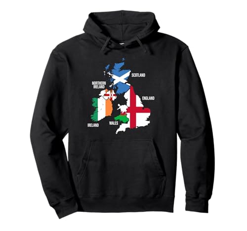 Britische Inseln Länder und Flaggen Karte für Männer und Frauen. Pullover Hoodie Britische Inseln Länder und Flaggen Karte für Männer und Frauen. Pullover Hoodie von British Isles Flag Products