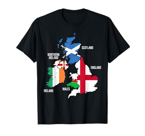 Britische Inseln Länder und Flaggen Karte für Männer und Frauen. T-Shirt Britische Inseln Länder und Flaggen Karte für Männer und Frauen. T-Shirt von British Isles Flag Products