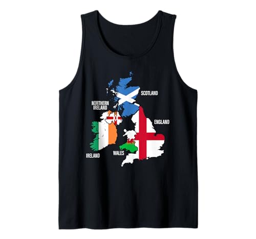 Britische Inseln Länder und Flaggen Karte für Männer und Frauen. Tank Top von British Isles Flag Products