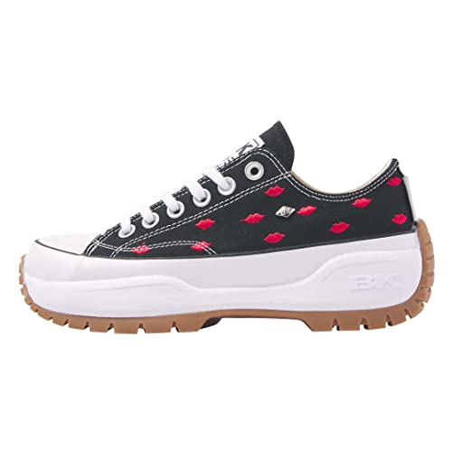 British Knights Damen Kaya Low Fly Sneaker, Schwarz Rote Lippen, 39 EU von British Knights