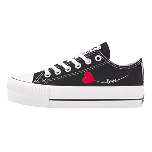 British Knights Damen Kaya Low Sneaker, Black Heart, 38 EU von British Knights